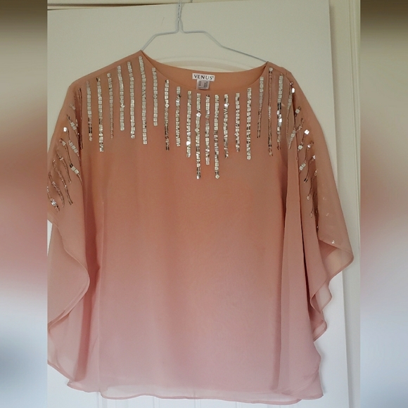 Venus Blush Chiffon sequin top - Picture 1 of 3